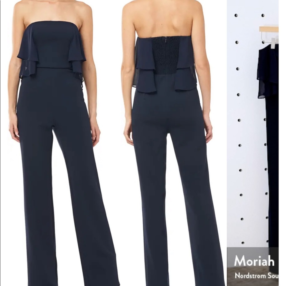 New without tags Halston Heritage Navy Strapless Flowy Jumpsuit
